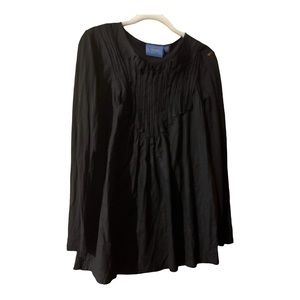 Simply Vera Casual Black Pin Tuck Long Sleeve Shirt Size S